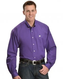 Cinch Men's Solid Purple Button-Down Western Shirt - Big & Tall