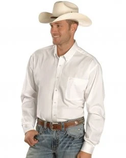 Cinch Men's Solid Long Sleeve Western Shirt White