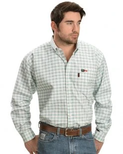 Cinch Green And White Plaid Flame Resistant Work Shirt For Men's -Cinch Shop 086M12 01 P1 1