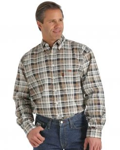 Cinch WRX Flame-Resistant Brown Plaid Shirt For Men's