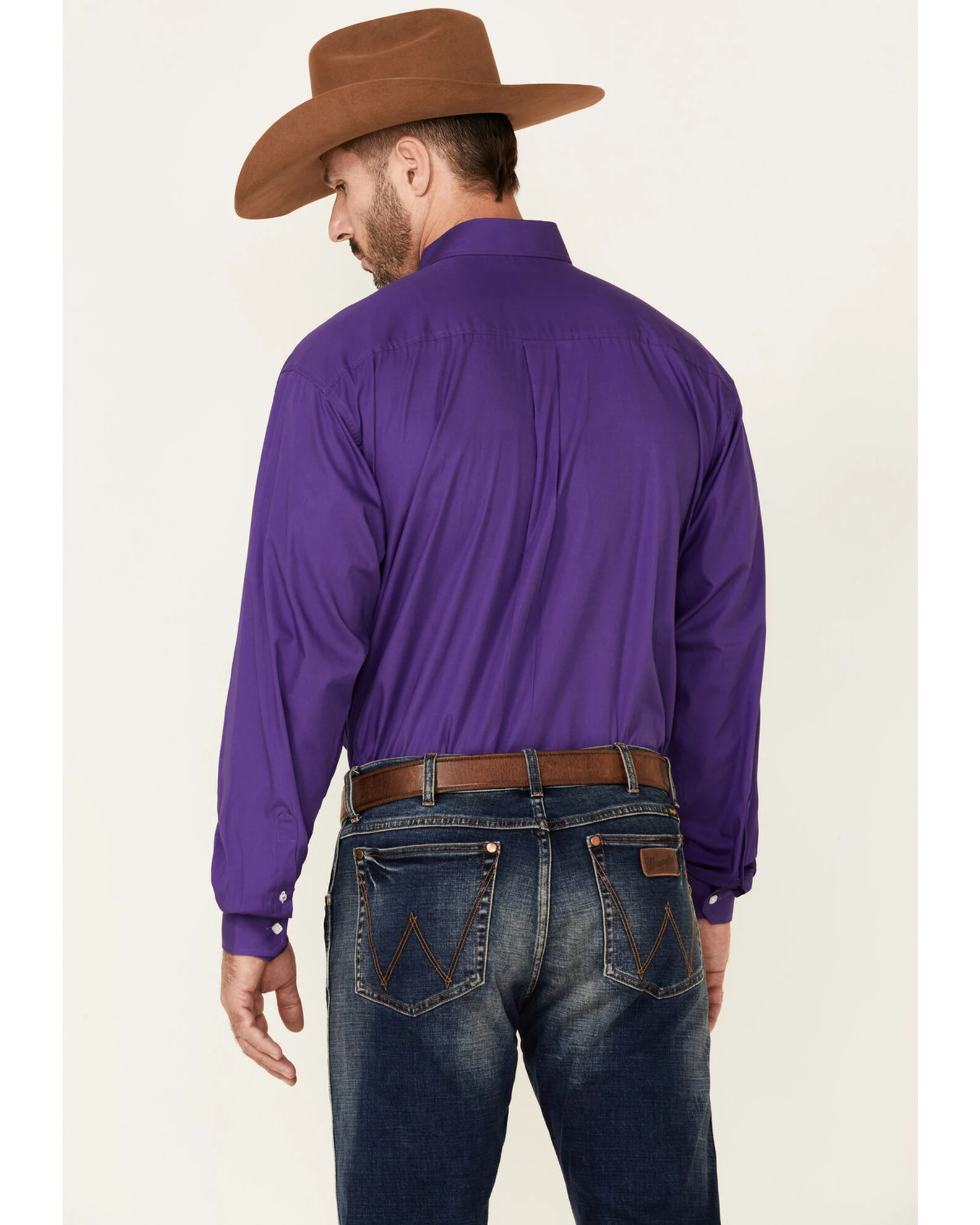 Cinch Men's Solid Purple Button-Down Long Sleeve Western Shirt 4 Cinch Men's Solid Purple Button-Down Long Sleeve Western Shirt - Image 4