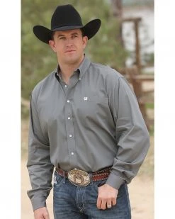 Cinch C‌inch Men's Solid Dove Gray Button Long Sleeve Shirt Grey