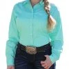 Cinch Women's Solid Green Button Down Western Shirt
