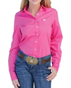 Cinch Women's Solid Pink Button Down Western Shirt