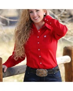 Cinch Women's Solid Red Button Down Western Shirt