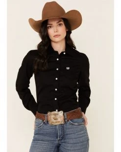 Cinch Women's Western Weave Pocket Shirt Black