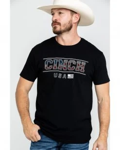 Cinch Men's Logo Flag Graphic T-Shirt  Black