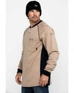 Cinch Men's FR Henley Long Sleeve Work T-Shirt  Beige/khaki -Cinch Shop 2000283693 250 P3