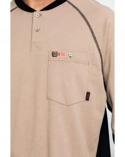 Cinch Men's FR Henley Long Sleeve Work T-Shirt  Beige/khaki -Cinch Shop 2000283693 250 P4