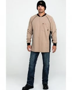 Cinch Men's FR Henley Long Sleeve Work T-Shirt  Beige/khaki -Cinch Shop 2000283693 250 P6