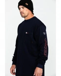 Cinch Men's FR Logo Long Sleeve Work T-Shirt  Navy -Cinch Shop 2000283695 410 P3