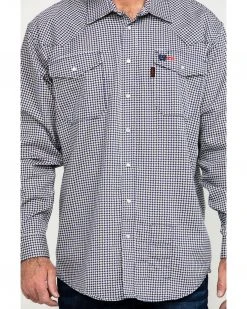 Cinch Men's FR Lightweight Check Print Long Sleeve Work Shirt  Black -Cinch Shop 2000283697 001 P4