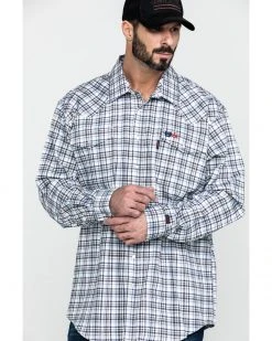 Cinch Men's FR Lightweight Check Print Long Sleeve Work Shirt  Black -Cinch Shop 2000283697 100 P1