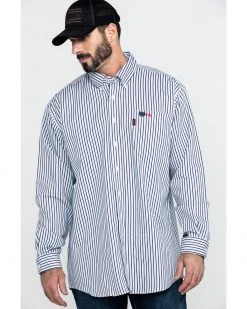 Cinch Men's FR Lightweight Vertical Striped Long Sleeve Work Shirt  Navy -Cinch Shop 2000283701 410 P1 1