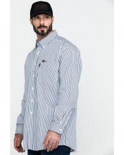 Cinch Men's FR Lightweight Vertical Striped Long Sleeve Work Shirt  Navy -Cinch Shop 2000283701 410 P3