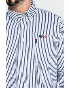Cinch Men's FR Lightweight Vertical Striped Long Sleeve Work Shirt  Navy -Cinch Shop 2000283701 410 P4