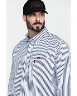 Cinch Men's FR Lightweight Vertical Striped Long Sleeve Work Shirt  Navy -Cinch Shop 2000283701 410 P5