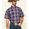 Cinch Men's Multi Plaid Plain Weave Short Sleeve Western Shirt 