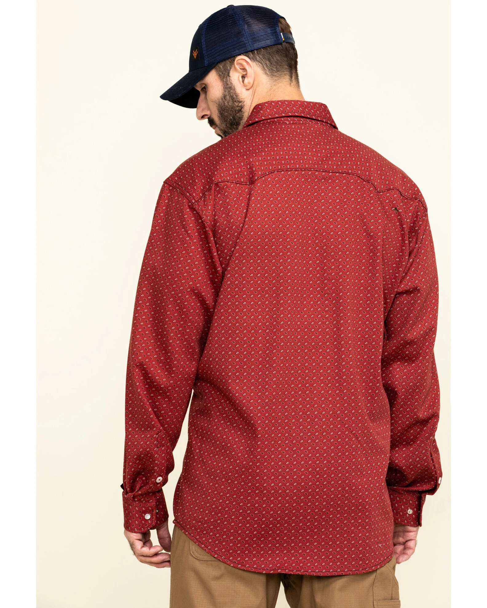 Cinch Men's FR Red Geo Print Long Sleeve Work Shirt 2 Cinch Men's FR Red Geo Print Long Sleeve Work Shirt - Image 2