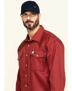 Cinch Men's FR Red Geo Print Long Sleeve Work Shirt 9 Cinch Men's FR Red Geo Print Long Sleeve Work Shirt -Cinch Shop 2000293727 600 P3