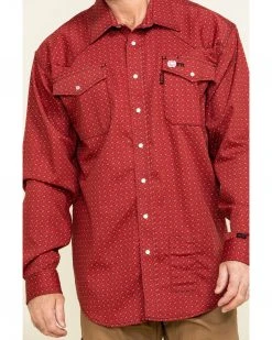 Cinch Men's FR Red Geo Print Long Sleeve Work Shirt 10 Cinch Men's FR Red Geo Print Long Sleeve Work Shirt -Cinch Shop 2000293727 600 P4