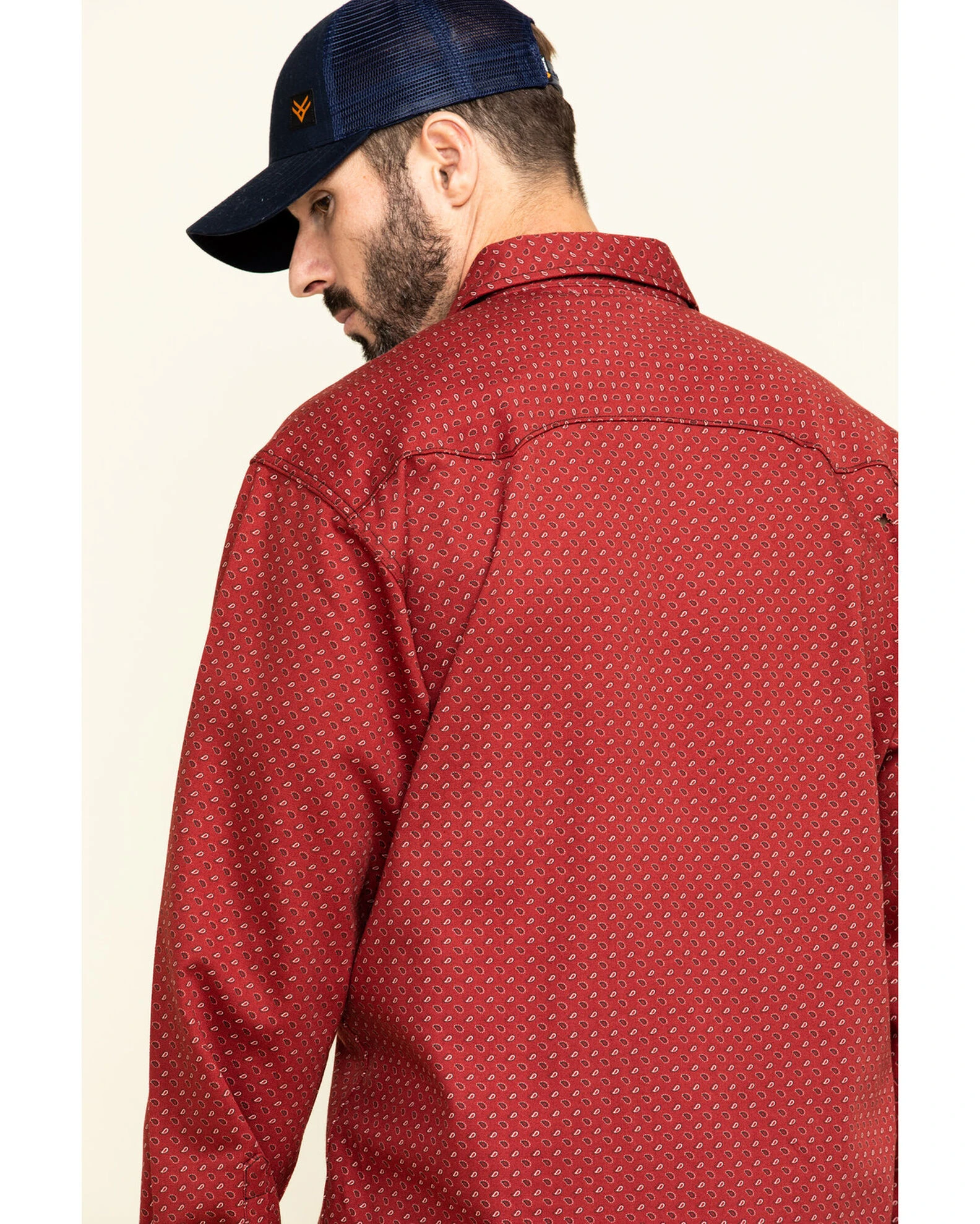 Cinch Men's FR Red Geo Print Long Sleeve Work Shirt 5 Cinch Men's FR Red Geo Print Long Sleeve Work Shirt - Image 5