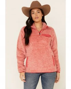 Cinch Women's Coral Two-Tone Fleece Pullover 