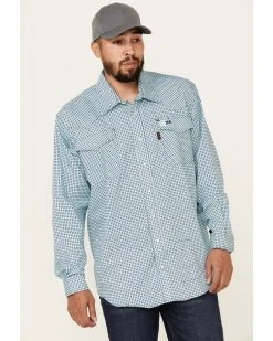 Cinch Men's FR Geo Print Lightweight Long Sleeve Work Shirt  Light Blue -Cinch Shop 2000323812 450 P1 1