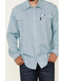 Cinch Men's FR Geo Print Lightweight Long Sleeve Work Shirt  Light Blue -Cinch Shop 2000323812 450 P3