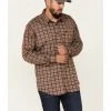 Cinch Men's FR Brown Plaid Lightweight Long Sleeve Work Shirt 