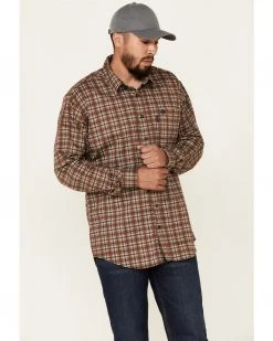 Cinch Men's FR Brown Plaid Lightweight Long Sleeve Work Shirt 