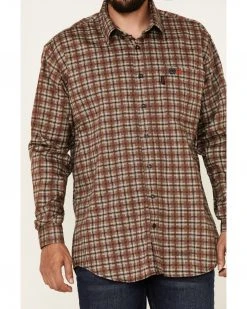 Cinch Men's FR Brown Plaid Lightweight Long Sleeve Work Shirt  -Cinch Shop 2000323813 200 P3