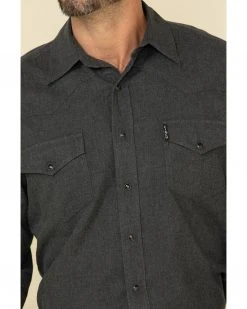 Cinch Men's Heather Grey Herringbone Solid Long Sleeve Modern Fit Western Shirt  -Cinch Shop 2000325100 070 P4