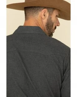 Cinch Men's Heather Grey Herringbone Solid Long Sleeve Modern Fit Western Shirt  -Cinch Shop 2000325100 070 P5