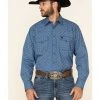 Cinch Men's Small Geo Print Snap Long Sleeve Western Shirt  Blue