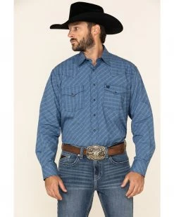 Cinch Men's Small Geo Print Snap Long Sleeve Western Shirt  Blue