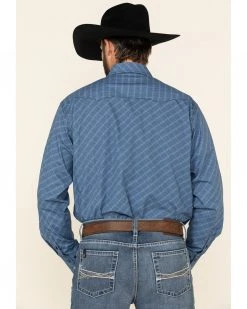 Cinch Men's Small Geo Print Snap Long Sleeve Western Shirt  Blue -Cinch Shop 2000325106 400 P5