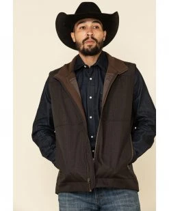 Cinch Men's Brown Solid Logo Textured Bonded Vest 