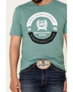 Cinch Men's Heather Green Circle Logo Graphic Short Sleeve T-Shirt  -Cinch Shop 2000331367 300 P3