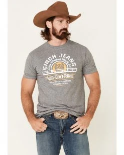 Cinch Men's Grey Lead Don't Follow Circle Graphic Short Sleeve T-Shirt 