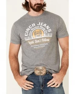 Cinch Men's Grey Lead Don't Follow Circle Graphic Short Sleeve T-Shirt  -Cinch Shop 2000331369 020 P3