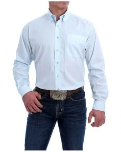 Cinch Men's Diamond Geo Print Long Sleeve Button-Down Western Shirt  Light Blue -Cinch Shop 2000331388 450 P1 1