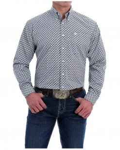 Cinch Men's Multi Square Geo Print Long Sleeve Button-Down Western Shirt 