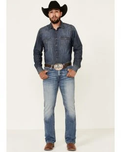 Cinch Men's Ian Medium Stonewash Performance Slim Bootcut Jeans  Indigo