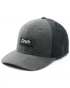 Cinch Men's Black Raised Rubber Logo Flex-Fit Ball Cap 