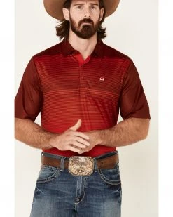 Cinch Men's Arena Flex Red Striped Short Sleeve Polo Shirt  -Cinch Shop 2000335340 600 P3