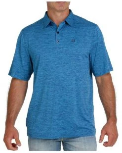 Cinch Men's Solid Heather Blue Short Sleeve Polo Shirt Light Blue -Cinch Shop 2000336073 450 P1 1