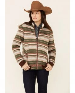 Cinch Women's Southwestern Print Sherpa-Lined Zip-Front Bomber Jacket  Multi