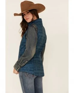 Cinch Women's Teal Southwestern Print Bonded Concealed Carry Zip-Front Vest  -Cinch Shop 2000342167 442 P4