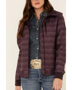 Cinch Women's Purple Stripe Softshell Bonded Hooded Zip-Front Jacket  -Cinch Shop 2000342178 500 P3
